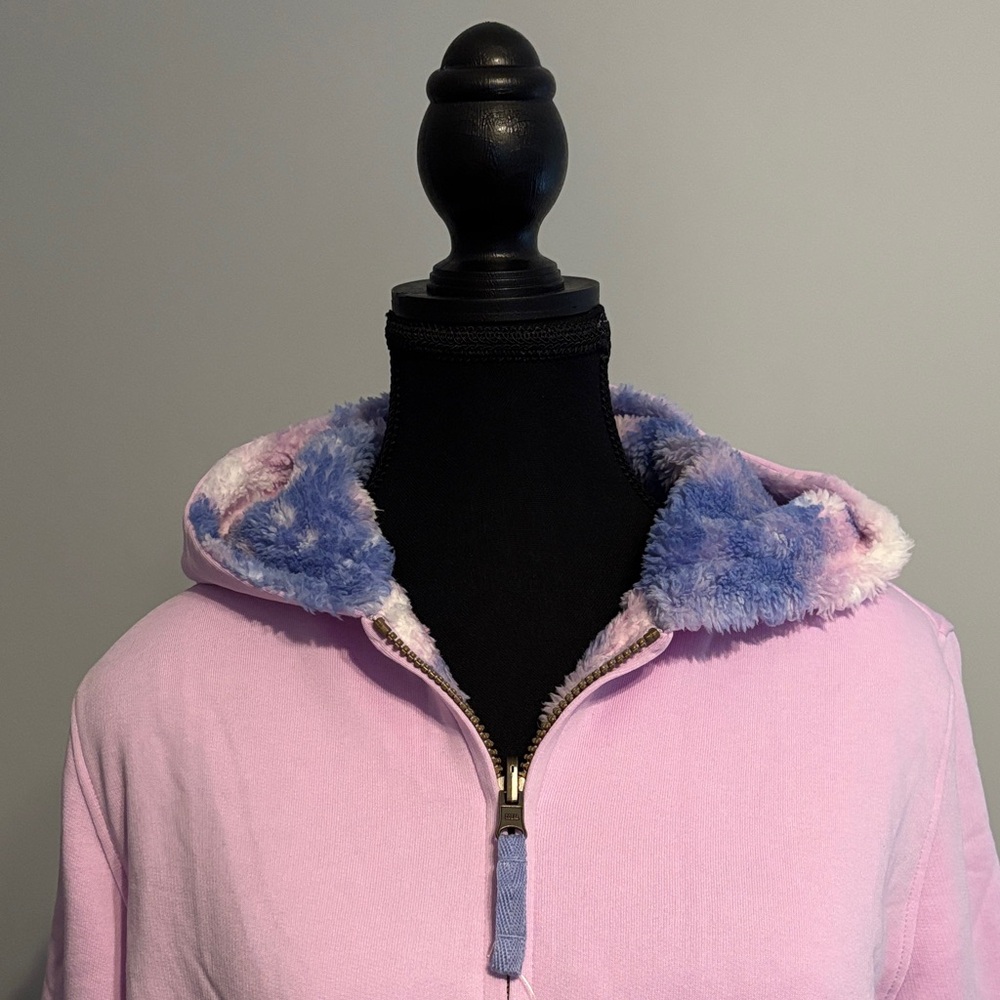 Lands’ End Lavender Zip-Up Hoodie Reversible cozy faux- Fur XXL - Girls - Picture 2 of 16
